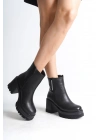 LISSE Fermuarlı Ortopedik Taban Kalın Topuklu Kadın Bot CST - Siyah