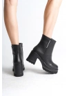 LISSE Fermuarlı Ortopedik Taban Kalın Topuklu Kadın Bot CST - Siyah