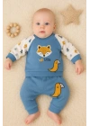 Littie Fox Nakışlı % 100 Pamuklu 2li Erkek Takım
