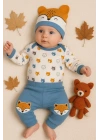 Little Fox Desenli 3lü % 100 Pamuklu Erkek Takım