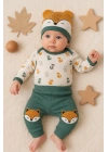 Little Fox Desenli 3lü % 100 Pamuklu Erkek Takım