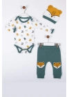 Little Fox Desenli 3lü % 100 Pamuklu Erkek Takım