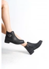 LUNA Fermuarlı Lastikli Ortopedik Taban Topuklu Kadın Bot  CST - Siyah