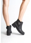 LUNA Fermuarlı Lastikli Ortopedik Taban Topuklu Kadın Bot  CST - Siyah