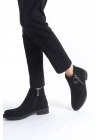 MARGARET Fermuarlı Ortopedik Taban Topuklu Süet Kadın Bot SST - Siyah