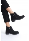 MARGARET Fermuarlı Ortopedik Taban Topuklu Süet Kadın Bot SST - Siyah