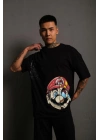 Mario Baskılı Oversize T-Shirt - Siyah -