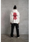 Maske Baskılı Kapüşonlu Sweat - Beyaz