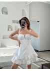 Mini Askılı Elbise - Beyaz -