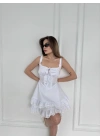 Mini Askılı Elbise - Beyaz -