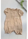 Müslin Kumaş Çiçek Nakışlı Pamuklu Kız Bebek Tulum