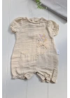 Müslin Kumaş Çiçek Nakışlı Pamuklu Kız Bebek Tulum