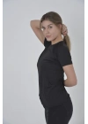 Omuz Fileli Slim Fit T-shirt - Siyah -