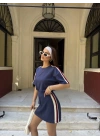 Osy Modal T-shirt Mini Şortlu Etek İkili Takım -Lacivert -