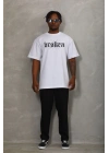 Oversize Baskılı Bisiklet Yaka T-Shirt - Beyaz -