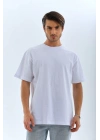 Oversize Düz Bisiklet Yaka T-Shirt - Beyaz