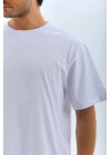 Oversize Düz Bisiklet Yaka T-Shirt - Beyaz