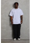 Oversize Düz Bisiklet Yaka T-Shirt - Beyaz -