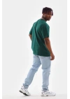 Oversize Düz Bisiklet Yaka T-Shirt - Koyu Yeşili