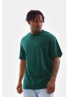 Oversize Düz Bisiklet Yaka T-Shirt - Koyu Yeşili