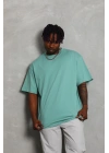 Oversize Düz Bisiklet Yaka T-Shirt - Mint Yeşili -