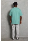 Oversize Düz Bisiklet Yaka T-Shirt - Mint Yeşili -
