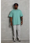 Oversize Düz Bisiklet Yaka T-Shirt - Mint Yeşili -
