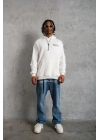 OversizeKapüşonlu Sweat – Kol ve Etek Ribana DetaylıBeyaz -