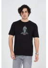 Penye Baskılı T-Shirt - Siyah