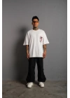Sırt Baskılı A Kalite Oversize T-shirt - Beyaz -