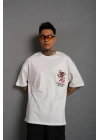 Sırt Baskılı A Kalite Oversize T-shirt - Beyaz -