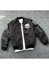 Siyah Askeri Tarz Bomber Mont –  , Punisher Skull Detaylı -
