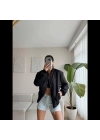 Siyah Bomber Mont - Siyah -