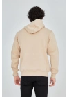 Tam Fermuarlı Kapşonlu  SweatShirt - Bej -