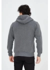 Tam Fermuarlı Kapşonlu  SweatShirt - Füme -