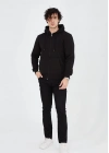 Tam Fermuarlı Kapşonlu  SweatShirt - Siyah -