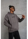 Üç İplik Baskılı Kapüşonlu Sweat - Gri
