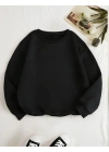 Üç İplik Biskilet Yaka SweatShirt - Siyah -