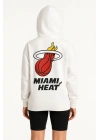 Üç İplik Kapüşonlu Ön ve Arka Baskılı SweatShirt hoodie - Beyaz -