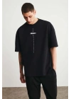 Unisex Baskılı Oversize Kısa kol  T-Shirt - Siyah