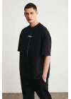 Unisex Baskılı Oversize Kısa kol  T-Shirt - Siyah