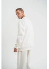 Uzun Kol Bisiklet Yaka Basic SweatShirt - Beyaz -