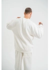 Uzun Kol Bisiklet Yaka Basic SweatShirt - Beyaz -