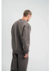 Uzun Kol Bisiklet Yaka Basic SweatShirt - Füme -