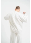 Uzun Kol Bisiklet Yaka Yıkamalı SweatShirt - Beyaz -