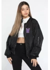 Wild One Baskılı Bomber Mont- Siyah -