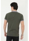 Yakalı Slim Fit Baskılı T-Shirt - Haki -