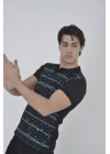 Yakalı Slim Fit Pike Çizgili T-Shirt - Siyah -