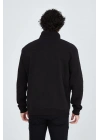 Yarım Fermuarlı Baskılı Sweat - Siyah