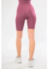 Yüksel Bel Dalgıç Biker Şort - Mor